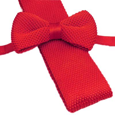 China 100% polyester knit fashion high quality customized man polyest knit tie bow tie for sale