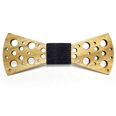 China Fashion Hot Sale Custom Hollow Adjustable Wooden Bow Tie For Men for sale