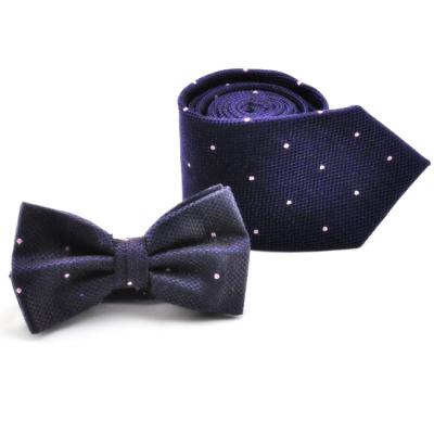 China Fashionable high quality dots neck canvas tie and bow tie for men for sale