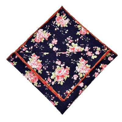 China Newest Beautiful Fashion Cashew Flowers Cotton Pocket Squares For Business for sale