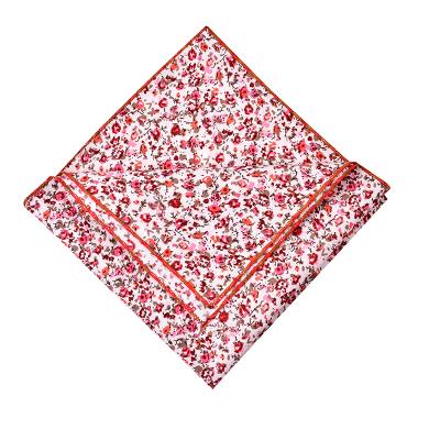 China Shengzhou Custom Floral Mens Colorful 100% Cotton Floral Pocket Squares For Wedding Party for sale