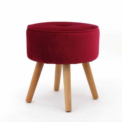 China (Other) Adjustable OEM Customized Simple Design Wood Stool Multi Functional Velvet Round Stool for sale