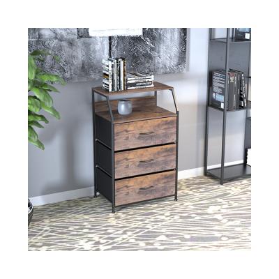 China 5L-335 Customized Rustic Style 3 Drawers Storage Chest Living Room Cabinet Metal Foldable Rustic Tower For Bedroom for sale