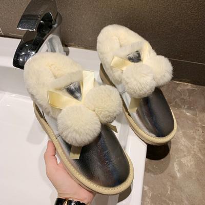 China Fashion trend new design winter fur soft warm flat shoes for ladies and women wholesale for sale