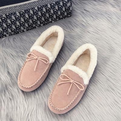 China Fashion Trend Style Designer Soft Flats Wholesale Warm Winter Fur Walking Shoes for sale