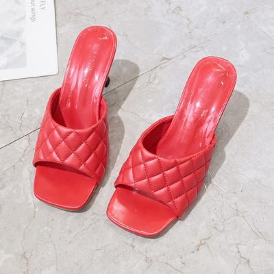 China Wholesale Breathable Women's Shoes Square-toe Slippers For Women Outdoor Slippers Women's High Heel Slippers for sale