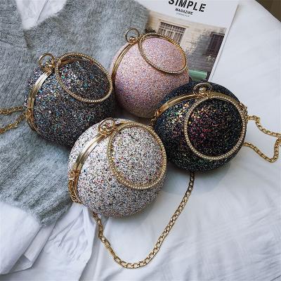 China SP1035 Wholesale Luxury High Quality Ladies Bag Round Crystal Ball Grabs Handbag Women Chain Mini Evening Clutch Bag for sale