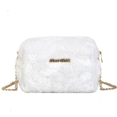 China Korean winter SP548 plush shoulder bag new simple fuzzy chain bag purse durable female fashion cross-slung multicolor optional for sale