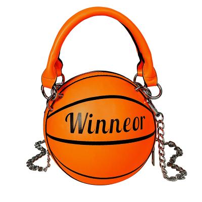 China Fashion designer wholesale women SP1030 2021 round tote bag latest leather chain mini basketball purse bag for ladies for sale