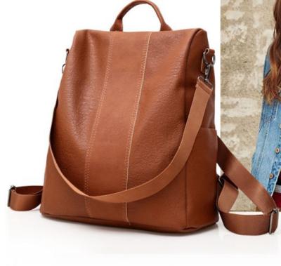 China Large Capacity SP600 Anti Theft Single Backpack Casual Soft Leather Woman Backpack for sale