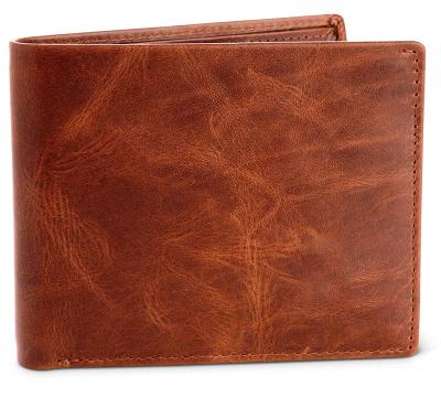 China SP358 Men's Genuine Leather RFID Pocket Wallet Anti Theft Card Protector Bifold Wallet for sale