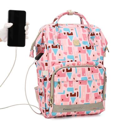 China With Bag 2021 New Japanese Fashion Light Weight Multifunctional USB SP512 High Capacity Mummy Diaper Backpack for sale