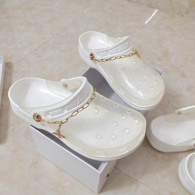 China SP742 Fashion Breathable Slip On Hollow Clear Sandal Home And Outdoor Beach Jelly Transparent Clog Shoes For Ladies for sale