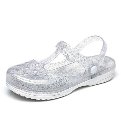 China SP743 Breathable Soft Sole PVC Jelly Beach Clog Sandals Transparent Shoes For Ladies for sale