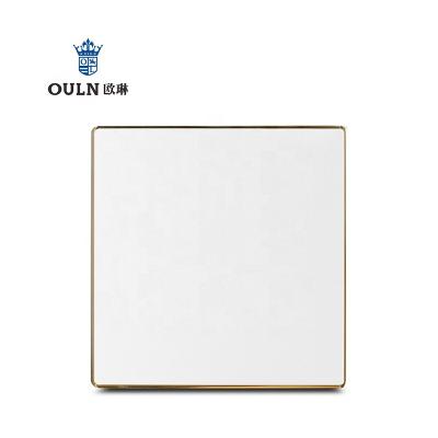 China Morden T39 Tough Acrylic British White Panel With Gold Line Electrical Wall Switch for sale