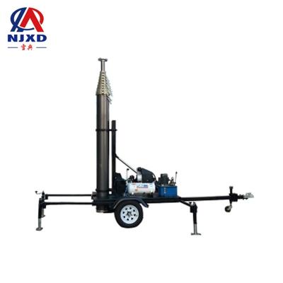 China Military vehicle\emergency commands\surveillance\etc hot sale 1m to 20m 1kg to 50kg trailer mounted manual winch telescopic mast for lightning rod for sale