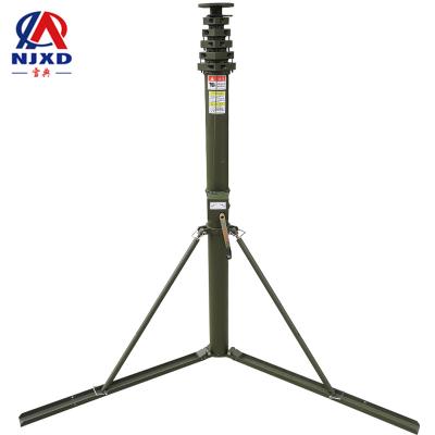 China Emergency /Lighting Telescoping Antenna Mast Hand Winch Telescopic Antenna Aluminum Mast With Guy Wire for sale