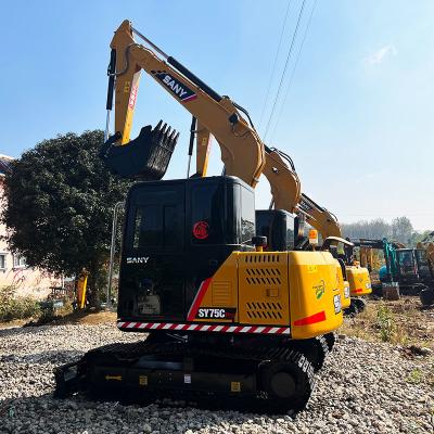 China 43kw Gebraucht Sany Bagger Sy75 Gebraucht Bagger 7t Hydraulischer Crawler Bau zu verkaufen