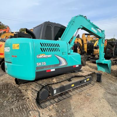 China Construcción Sk75 de segunda mano Kobelco Excavadoras Excavadora 7T Mini Excavadora de segunda mano en venta