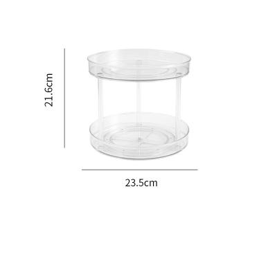 China Factory Direct Sale Kitchen Spice Rotating Manager Viable Plastic Food Box 2 Layer Transparent Round Spice Storage Room for sale