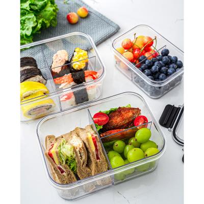 China 800ml Microwavable Sealed And Separated Transparent Rectangular Lunch Box Food Storage Container for sale