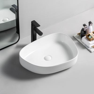 China Modern Design Popular Modern Countertop No Hole Ceramic Vessel Sink Bathroom Sink Basin for sale