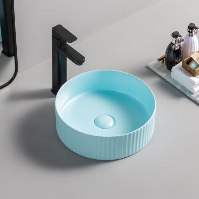 China Double Color Modern Modern Wired Art Basin Hotel Sanitary Ware No Wash Art Wash Basin Sink Ceramic Sink Hand Hole for sale