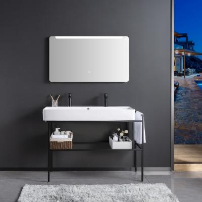 China Factory Direct Sale Modern Wall Mounted Villa Apartment Bathroom Vanity Double Sink Mirror Cabinet With Illuminated for sale