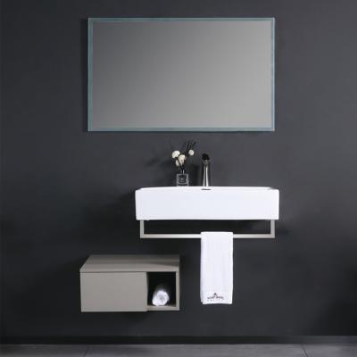 China Modern LED Mirror Illuminated Bathroom Mirror Gray Cabinet Wall Mounted Makeup Vanity Mirror for sale