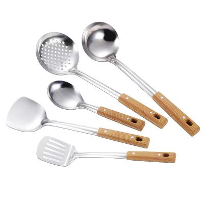 China Stocked Wholesale 5 PCS Stainless Steel Heat Resistant Kitchen Cooking Tools Cookware Set for sale