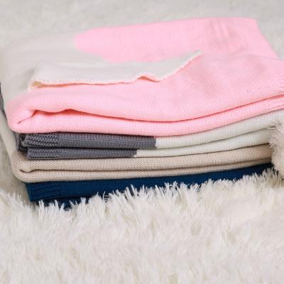 China Dropshipping 100% Cotton PORTABLE Organic Home Sofa Throw Knitted Blanket Baby Wrap Blanket for sale