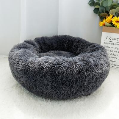 China Custom Made Luxury Soft Plush Pet Bed Viable Warm Cushion Sofa Round Cat Dog Bed Stocked By Dropshipping for sale