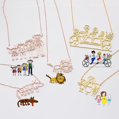 China FASHIONABLE Customized Child's Art Personalized Drawing Kids Artwork Neckerchief Necklace for sale