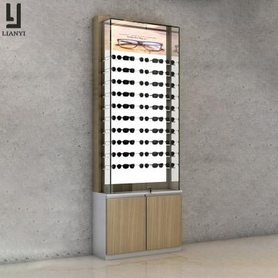 China Factory Direct Factory Made Wholesale Optical Shop Wall Fit Sunglass Display Stand With Glass Shelves for sale