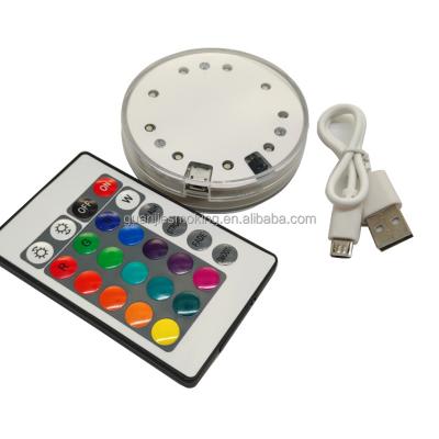 China Colorful LED Light Hookah Shisha 9 RGB LED PUCK Light Flat Cup Bottle LED Remote Control Transformation for sale