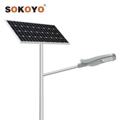 China ROAD SOKOYO all in best price two outdoor waterproof ip66 solar led street light with lithium battery for sale