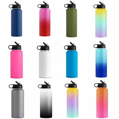 China PORTABLE Custom Logo Sport Wall Leakproof Reusable Stainless Steel Double Vacuum Insulated Water Bottles With Straw Lids for sale