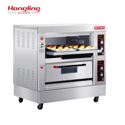 China Commercial Bakery Equipment HLY-204 Double Deck 4 Trays Commercial Gas Bakery Oven Supply High Quality Prices for sale