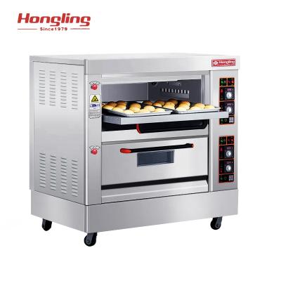 China HLY-204 Double Deck 4 Trays Commercial Bakery Equipment Commercial Catering Gas Deck Bread Oven for facotory for sale