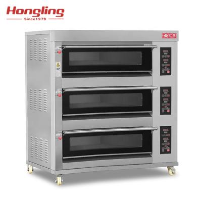 China HLY-309E-NM 3 Deck 9 Trays Gas Panel Bread Maker Oven Machine Commercial Gas Baking Commercial Digital Oven for sale