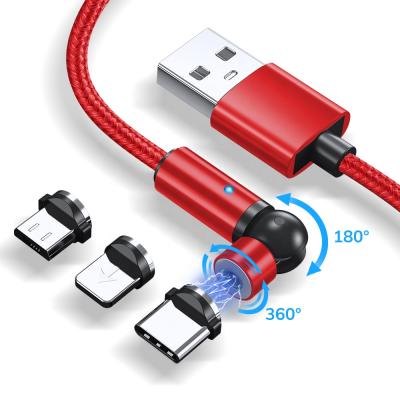 China 90 Degree Magnetic Charger Data MP3/MP4 Player Cable Magnetic Charger Cable 2m 3 In 1 Fast Magnetic Charger 3.0 4.0 Micro USB Cable for sale