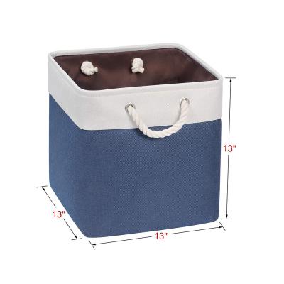 China Large Capacity Sustainable Folding Fabric Storage Hamper With Rope Handles Cube Laundry Hamper for sale