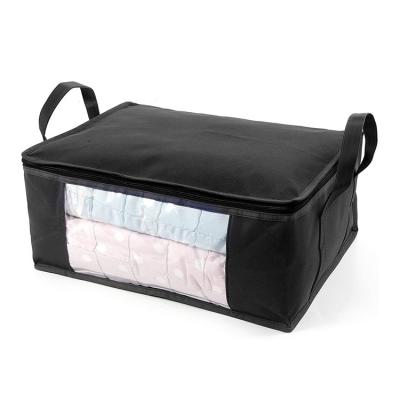 China Sustainable Customized Thick Nonwoven Storage Bag With Foldable Zipper Storage Bag With Clear Window for sale