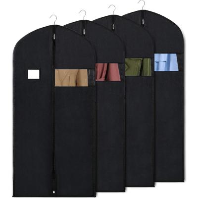 China Custom Foldable Non Woven Garment Bag For Men Shirt Suit Cover With Clear Pocket And Window for sale