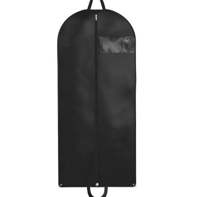 China Foldable High Quality Customized Luxury Suit Cover With Window Black Clear Nonwoven Garment Bag for sale