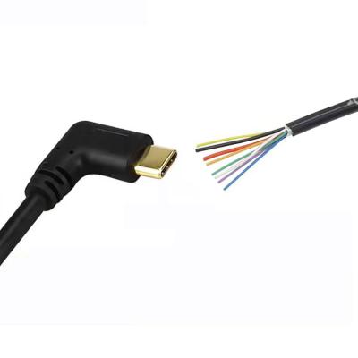 China Type c MP3/MP4 player open end right angle cable 90 degree right angle type c to bare open braid charging cable for sale