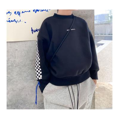 China China Factory Custom Anti Shrink Black White Grid Long Sleeves Warm Kids Crewneck Hoodie Kids Sweatshirts for sale