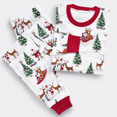 China High Quality Breathable Santa Christmas Tree Cartoon Kid Long Sleeves Cotton Children Sleepwear Pajamas for sale