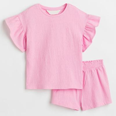 China Breathable Unique Design Short Sleeve T-shirt Pants Cute Summer Outfits Girl Two-Piece Set for sale