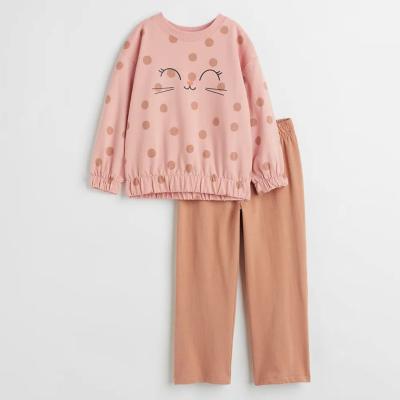 China Autumn Clothing Kids Toddler Girls Solid Color Breathable Long Sleeve and Pants Kids Clothing Set Printed Girls for sale